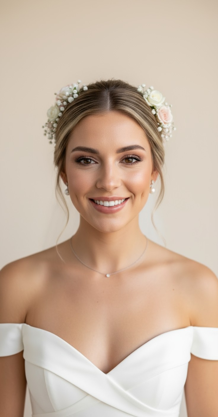 After Wedding Updo With Flowers